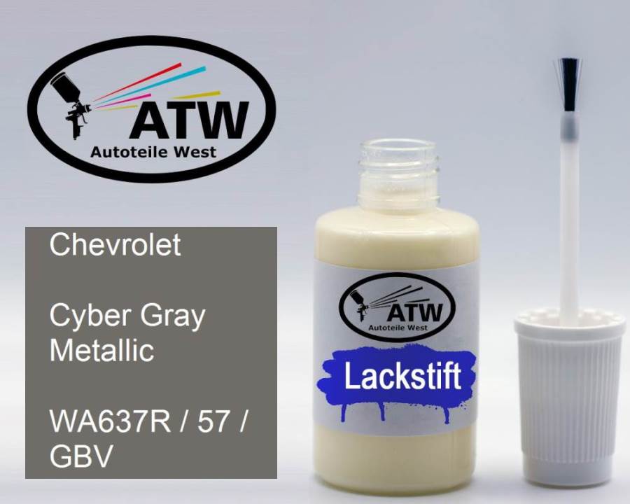 Chevrolet, Cyber Gray Metallic, WA637R / 57 / GBV: 20ml Lackstift, von ATW Autoteile West.
